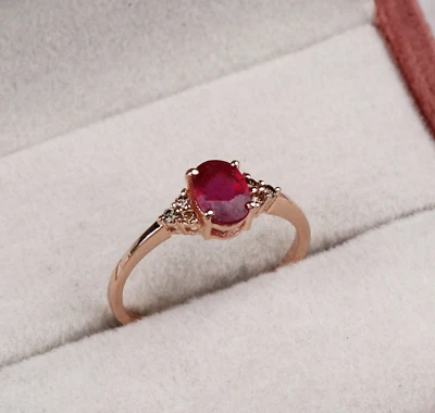 Natural Ruby & Diamond Engagement Ring 925 Sterling Silver Jewelry Gift - Image 1 of 4