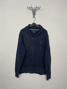 TOMMY HILFIGER Vintage Jumper Chunky Knit Navy Pullover Cotton Mens Size Small - Picture 1 of 8