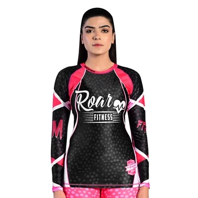 ROAR MMA Women Rash Guard Long Sleeve Fight Wear Athletic Wrestling Fitness - Image 1 of 4