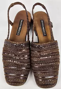 Womens Sesto Meucci Braided Woven Sandals Italy Brown 5M - Picture 1 of 13