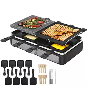 Raclette Grill 8 Person Griddle Party Grill Table Grill Electric Grill 1400W - Picture 1 of 7