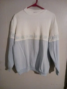 Gloria Vanderbilt Beachwear Womens Sweater Light Blue And White Pullover Size... - Picture 1 of 5