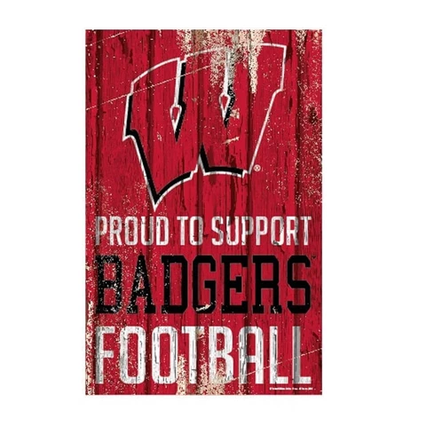 Wisconsin Badgers 11"x17" Proud to Support Wood Sign [NEW] NCAA Banner Wall Cover