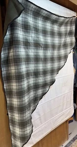 Vintage Amana Woolen Mills dreieckige Wolle gefütterte Decke Überwurf grün kariert LKW 61" - Bild 1 von 11