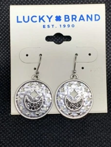 $29 Lucky Brand Silver Tone Moon Drop Earrings 213 - Picture 1 of 7