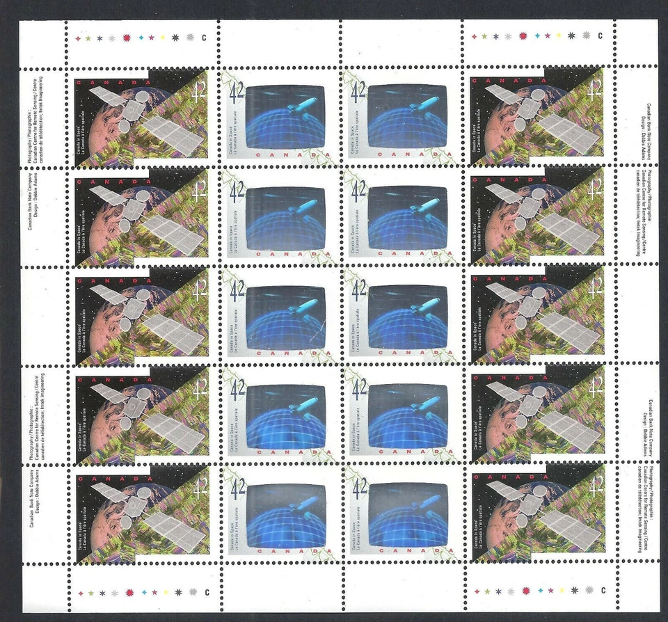 CANADA IN SPACE  NO 1442a  (1441 to 1442 ) 1442 IS A HOLOGAM  STAMP, SHEET, NH - Image 1 of 1