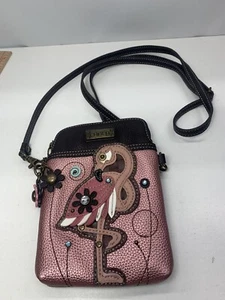Chala Crossbody Flamingo Purse/Wallet/Cellphone Bag Pink/Brown EUC - Picture 1 of 9