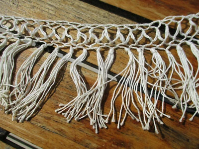 Frange ancienne 1900 pour rideaux faite main en lin 2,0 m x 13 cm - Photo 1/2