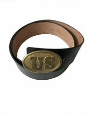 US American Civil War Union Confederate Army Black Leather Waist Belt Size 46'