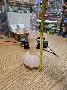 VTG Fenton Glass Melon Rose Overlay SilverCrest 8" Tal Cologne Bottle w/ Stopper - Picture 1 of 9