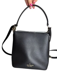 Kate Spade Umhängetasche schwarz Leder mit abnehmbarem Riemen & oberem Griff - Bild 1 von 12