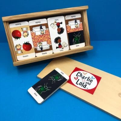 Lauren Child Charlie & Lola Retro Wooden Family Kids Game Night Dominoes Toy - Image 1 of 4