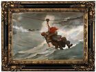 Homer The Life Line 1884 Wood Framed Canvas Print Repro 12X18