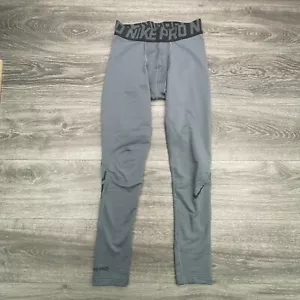 Nike Compression Pants Mens Medium Gray Base Layer Pro Hyperwarm Gym Training - Picture 1 of 16