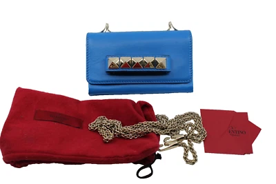 B00 Auth VALENTINO Garavani Va Va Voom Blue Mini Shoulder Leather Bag Clutch - Image 1 of 4