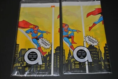 (2) Cubiertas de mesa de fiesta de tela Superman 54"x102" Amscan DC Comics ** SELLADAS 1984 Foto 1 de 4