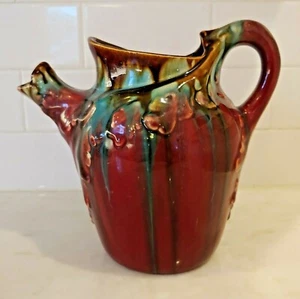 Antique Wasmuel Majolica 2114 Art Nouveau Pottery Pitcher Drip Glaze Belgium - Picture 1 of 8