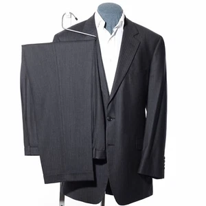45L Long Brooks Brothers 346 Gray Herringbone Wool 2-Piece Suit 39x33 Trousers - Picture 1 of 14