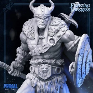 Bárbaro Kreyvos | Escala de mesa | Miniatura TTRPG D&D | Primordial Coleccionable - Imagen 1 de 8