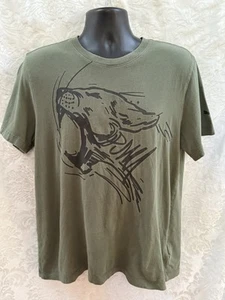 PUMA Men’s Logo T-Shirt~LARGE~S/S 100% Cotton Army GREEN - Picture 1 of 9