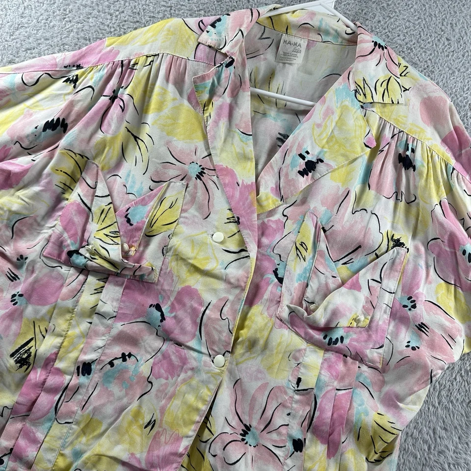 Blusa DE COLECCIÓN Na Belle Paris Para Mujer XL Floral Fluida Abotonada Años 80 90 Informal Foto 1 de 4