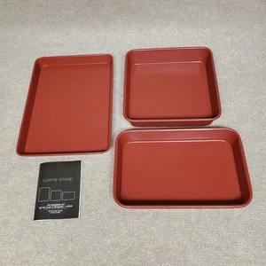 Curtis Stone 3-teiliges Backformen Set rot Backformen Schalen Kochtablett Rezeptbuch - Bild 1 von 7