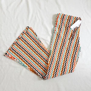 NUOVO Minnie Rose donna L Chevron zigzag pantaloni svasati boho retrò elasticizzato viscosa - Foto 1 di 8