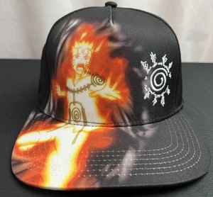 Naruto Shippuden Kyuubi Chakra Capa Billete Plano Snapback Gorra Negra - Imagen 1 de 8
