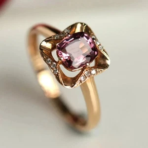 3CT Cushion Lab Created Tourmaline Womens Engagement Ring 14K Yellow Gold Finish - Picture 1 of 4