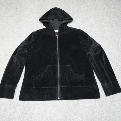 Caribbean Joe Sudadera con Capucha Para Mujer Negra Grande Algodón Poliéster Cremallera Foto 1 de 4