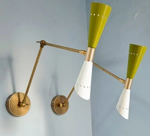 Stilnovo Wall Fixture 1950's Mid Century Modern Brass Italian Light Sconce - Picture 1 of 8