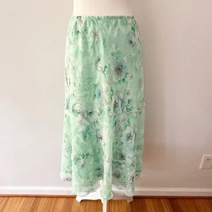 Vintage Y2K Floral Pastel Tiered Long Skirt Womens Plus Size 24W Fairycore Green - Imagen 1 de 5