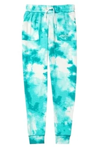 Justice Girls Joggers Aqua 12/14 Tie Dye Cozy Soft Elastic Waist Pockets Logo - Picture 1 of 12