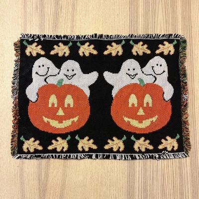 De colección 1980’s Calabaza Fantasma Halloween Tapiz Manteles Decoración 12x18 Vacaciones Foto 1 de 4