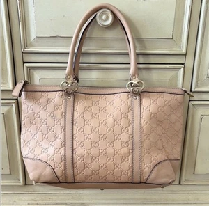 Autentica borsa Gucci Guccissima rosa beige in pelle borsetta media BELLA LEGGI - Foto 1 di 13