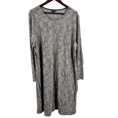 Vestido Suéter Tejido J. Jill Wearever 2X Piel de Serpiente Gris Foto 1 de 4