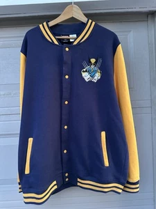 Marvel Comics 2014 Wolverine Blue Yellow Letterman Button Up Jacket Men’s XL - Picture 1 of 3