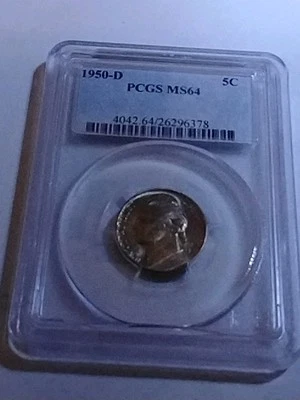 1950-D Jefferson Nickel 5c - PCGS GRADED MS64  ^^^FREE SHIPPING^^^  - Image 1 of 2