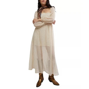 Free People Malina Maxikleid mit besticktem Ösen in Elfenbein - Bild 1 von 3