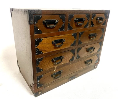 Vintage Japanese Mini Tansu Chest – 8 Drawers – Sewing Box / Accessory Organizer - Image 1 of 4