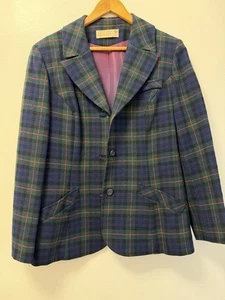 Pendleton 100% Virgin Wool Blazer Women's Size 18 Classic Red Blue Green Plaid - Picture 1 of 8
