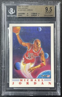 MICHAEL JORDAN BGS 9.5 1991-92 FLEER #2 PRO VISIONS BULLS GEM 0985 - Image 1 of 2