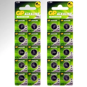 20 GP A76 LR44 1,5V Knopf Zellen Alkali Battery V13GA AG13 A76S Button G13A 1.5V - Bild 1 von 1