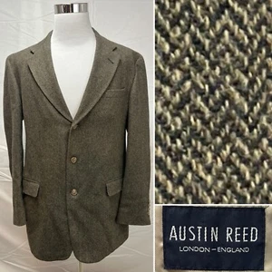 Austin Reed Vintage Men's 43L Brown Herringbone Tweed 3-Button Blazer Jacket - Picture 1 of 7