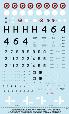 TAURO MODEL TM72/582 LOCKHEED P-38 LIGHTNING ITALIAN SERVICE SCALA 1:72 - Immagine 1 di 4