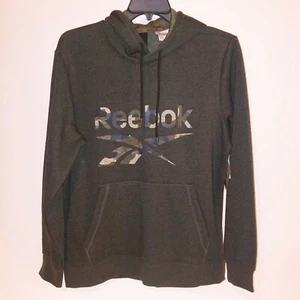 Reebok Mens Hoodie Large Sweater Green Long Sleeve Logo Pull On - Picture 1 of 5