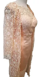 LanTing BRIDAL 2ND Wedding 2-piece Dress w lace jacket Small Petite PEACH PINK - Picture 1 of 15