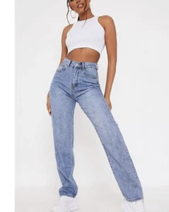 I Saw It First Jeans Gr. 14 Blau 90er Wide Leg Bleach Wash Denim Jeans LM20 - Bild 1 von 24