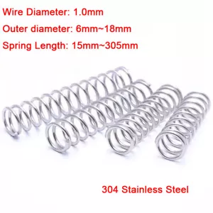 20x molle pressurizzate molla a compressione diametro filo 1 mm 304 acciaio inox - Foto 1 di 5