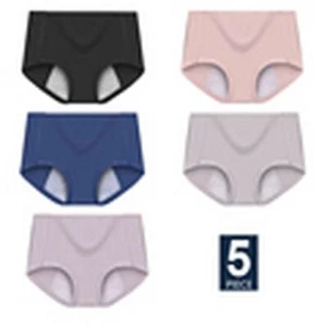 High Waist Menstrual Panties Leak Proof Cotton Panty Women Fashion Underwear 5pc - Picture 1 of 18